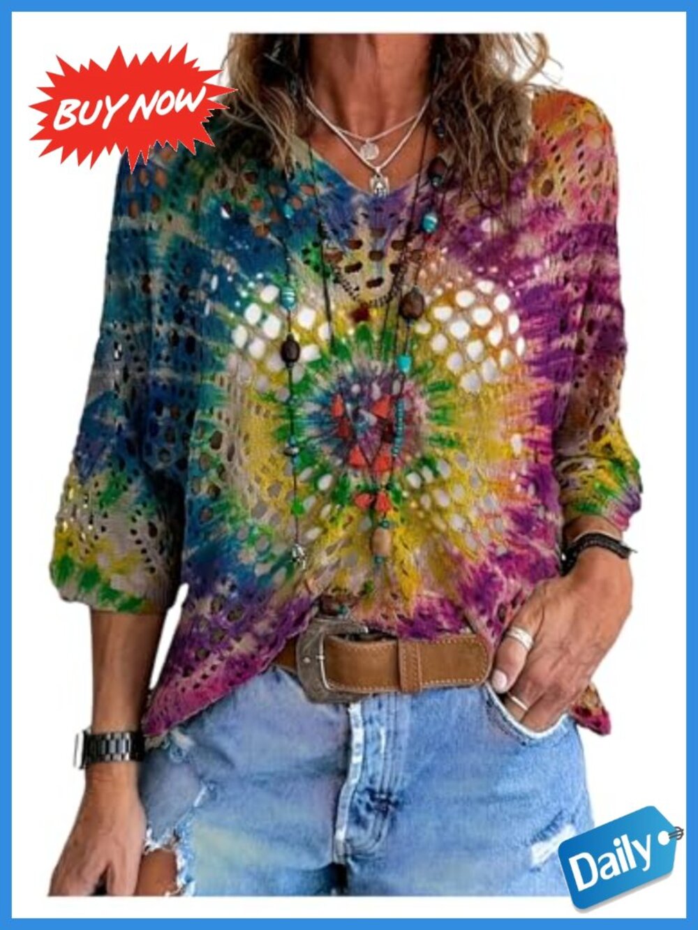 Women's Boho Lightweight Summer Sweater Beach Cover Up V Neck Drop Shoulder
